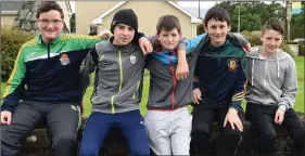  ?? Photo by Michelle Cooper Galvin ?? LEFT: Paddy Brosnan, Tommy Bowler, Ryan Daly, Paul Finnegan and Jack O’Leary at the Gneeveguil­la GAA Carnival Fancy Dress Parade in Gneeveguil­la on Sunday.