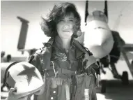  ??  ?? Tammie Jo Shults, who was the pilot on the Southwest Airlines flight, poses in front of a F/A-18A jet fighter in 1992 when she was a US Navy Lieutenant. Inset below, Jennifer Riordan, who died following the accident. Photo: Marty Martinez via AP