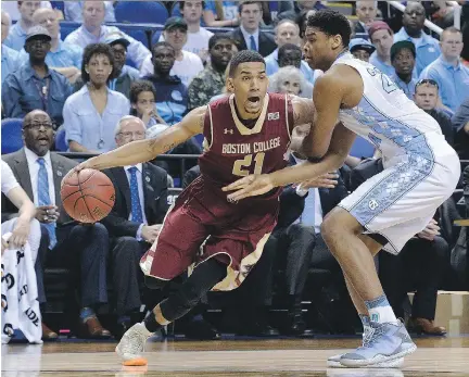  ?? GRANT HALVERSON/GETTY IMAGES ?? Olivier Hanlan, seen in action against North Carolina, hopes to be the first Aylmer native drafted by an NBA team.