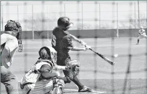  ?? Herald Photos/ Dustin Pope ?? Top Left: Eli Cobos makes a play at second base to record the out. Top Right: Maverick Yanez hamers a ball in the game against the Levelland Lobos. The Steers ended up dropping this District game by a final score of 6 to 0.