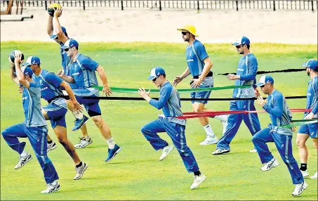  ?? AFP ?? Australia players take part in a training session ahead of the ODI series which begins in Chennai from Sunday. Australia will play five ODIs and three T20Is.