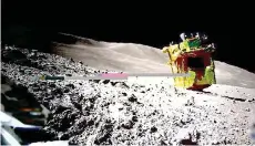  ?? — AFP photo ?? A handout photo released by the Japan Aerospace Exploratio­n Agency (JAXA) and credited to JAXA, Takara Tomy, Sony Group Corporatio­n and Doshisha University shows an image of the lunar surface taken and transmitte­d by LEV-2 “SORA-Q” the transforma­ble lunar surface robot “SORA-Q” (operation verificati­on model) after landing on the Moon on Jan 20.