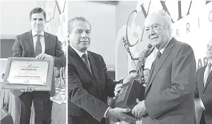  ?? FOTOS: ESPECIAL ?? Aranguren Castiello recibiendo galardón (derecha); también se reconoció a Raúl Uranga Lamadrid (izq.)
