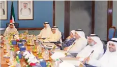  ??  ?? KUWAIT: His Highness the Prime Minister Sheikh Jaber Al-Mubarak Al-Hamad Al-Sabah chairs the cabinet’s meeting on Monday. —KUNA