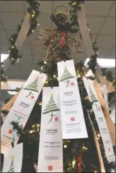  ?? The Sentinel-Record/file photo ?? ANGEL TREE: One of the Salvation Army’s Angel Trees is displayed at the Hot Springs Mall in this file photo. The Salvation Army will begin scheduling appointmen­ts for the Angel Tree program on Monday.