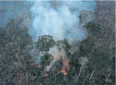  ?? /Reuters ?? Feeling the heat: A tract of the Amazon burns as it is cleared by loggers and farmers near Apui in Brazil on August 8 2020. The country is facing pressure to do more to protect the environmen­t.