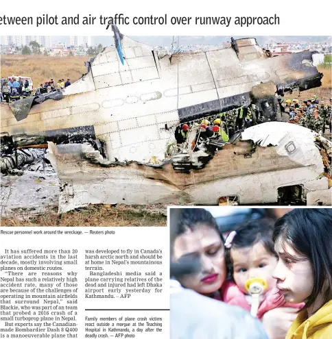  ??  ?? Rescue personnel work around the wreckage. — Reuters photo