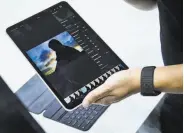  ?? Bebeto Matthews / Associated Press ?? The iPad Pro has a wider screen and a higher price. The products will be released next Wednesday.