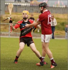  ??  ?? Richie Walsh of Bannow-Ballymitty tries to block Liam Mellows attacker Seán Roche.