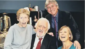  ??  ?? LONG WAY DOWN LINE: From top, reopening day on the Keighley & Worth Valley Railway in August after lockdown; stars of the film travelling to the premiere in style in December 1970; Veteran actor and presenter Bernard Cribbins (centre), with fellow cast members of The Railway Children.