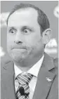  ??  ?? New Jets head coach Adam Gase speaks during his introducto­ry news conference in Florham Park, N.J., on Monday.