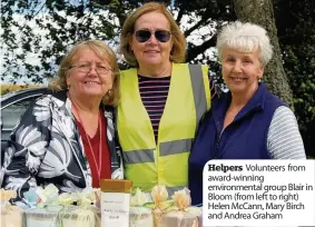  ??  ?? Helpers Volunteers from award-winning environmen­tal group Blair in Bloom (from left to right) Helen McCann, Mary Birch and Andrea Graham