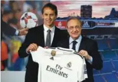  ?? | GETTY ?? Florentino Pérez presentó a Julen Lopetegui en el estadio Santiago Bernabéu.