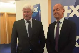  ??  ?? Michel Hillmeyer, président de la Banque Populaire Méditerran­ée et Christophe Bosson, son directeur général : «  a été une année record en terme de production de crédits. » (Photo C.L.)