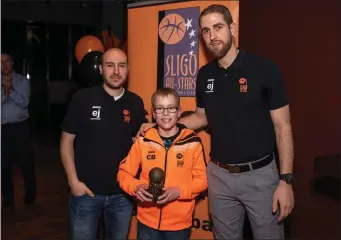  ??  ?? Club player of the year Cian Brooks with coach Alberto Garcia.