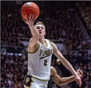  ?? (AP/Doug McSchooler) ?? Purdue guard Fletcher Loyer’s shooting percentage increased from 32.9% in 2022-23 to 43.9% this season and he ranks second on the team with 54 three-pointers.