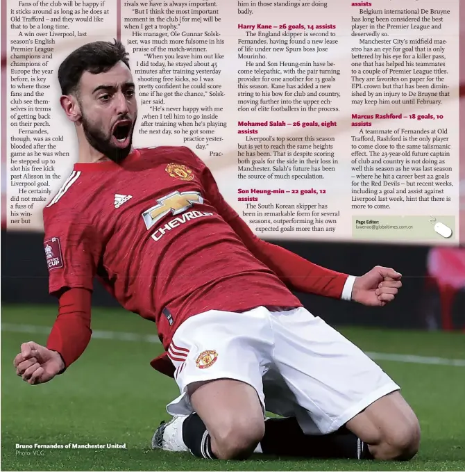  ?? Photo: VCG ?? Bruno Fernandes of Manchester United