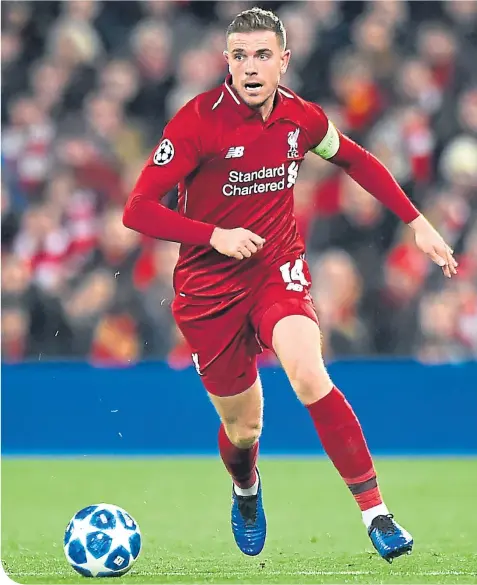  ??  ?? Jordan Henderson says he has grown into the role of Liverpool captain and now has his sights set on the league title