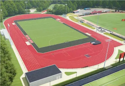  ?? COURTESY ?? A rendering shows the proposed track and field at the University of Hartford.