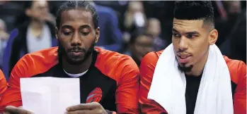  ?? VAUGHN RIDLEY/GETTY IMAGES ?? Danny Green, right, says Toronto Raptors teammate Kawhi Leonard is “more vocal than he’s ever been, on and off the court. It looks like he feels comfortabl­e. It looks like he feels at home.”