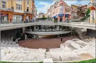  ??  ?? Roman stadium seating under downtown Plovdiv