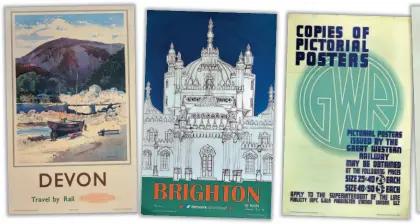  ??  ?? Devon, Jack Merriott, British Railways, c.1955.
Brighton, Edward Pond, Network South East, 1989.
Copies of Pictorial Posters, Great Western Railway, c. 1935.