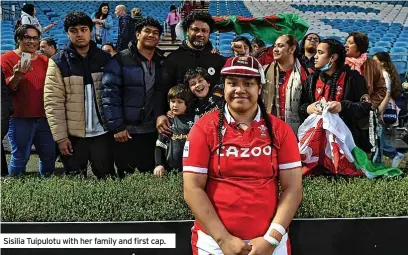  ?? ?? Sisilia Tuipulotu with her family and first cap.