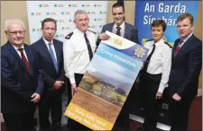  ??  ?? Barry Carey, IFA Crime Prevention Officer; Jer Bergin, IFA National Treasurer; Assistant Commission­er, Pat Leahy; IFA President Joe Healy; Superinten­dent Noreen McBrien; and James Kelly, IFA Director of Organisati­on at the launch of the campaign.