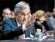  ?? PETE MAROVICH/EPA-EFE ?? Federal Reserve Chairman Jerome Powell testfies before the Senate banking committee on Tuesday.
