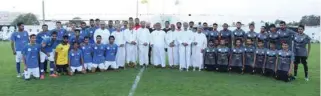  ?? – Supplied Photo ?? PROUD MOMENT: Al Jazeera sports team pose with Bank Muscat officials after the inaugurati­on of the football field.