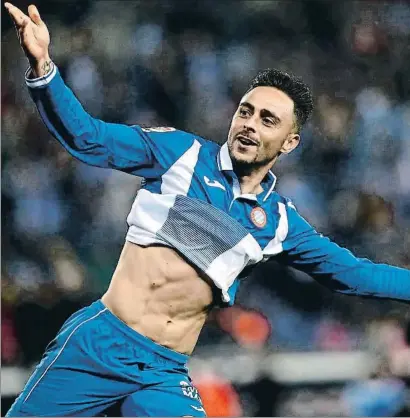  ?? DAVID AIROB ?? Sergio García celebra el gol de la victoria del Espanyol, anoche