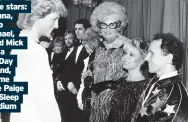  ??  ?? World Aids Day fundraiser and, right, to Dame Edna, Elaine Paige and Wayne Sleep at the Palladium Theatre