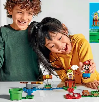  ?? PHOTOS: SYDNEY MORNING HERALD ?? The Lego Mario sets are designed to be played with, not built and displayed.
Mario’s foot sensor can detect unique elements thanks to tiny barcodes, for example on an enemy’s head.