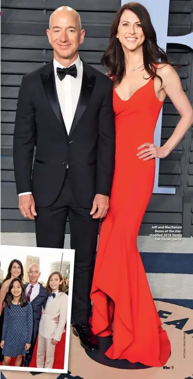  ??  ?? Jeff and Mackenzie Bezos at the starstudde­d 2018 Vanity Fair Oscars party.