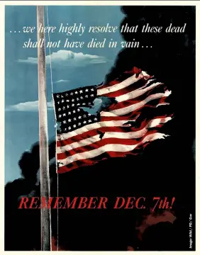  ?? ?? This patriotic poster is indicative of the fervour that gripped the people of the United States after Pearl Harbor