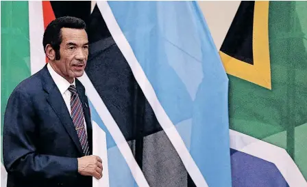  ?? | SIPHIWE SIBEKO REUTERS ?? THE former president of Botswana, Ian Khama, is in exile in South Africa after clashing with the government of his successor, President Mokgweetsi Masisi.