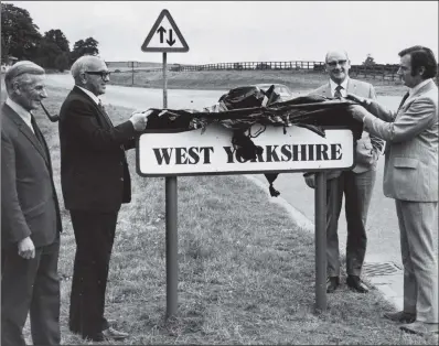  ??  ?? The sign for the new county of West Yorkshire is unveiled back in 1974.