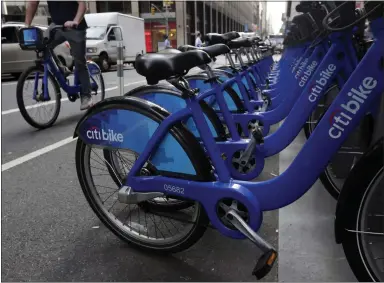  ?? RICHARD DREW — THE ASSOCIATED PRESS ARCHIVES ?? Bike-share company Motivate, which operates Citi Bike, is offering free rides Tuesday to help people get to polling places.