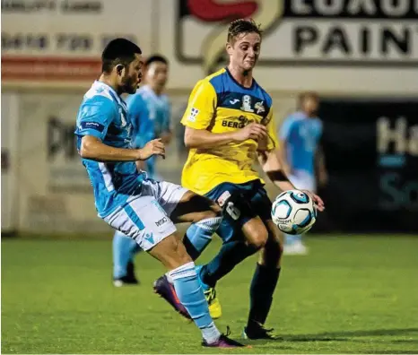  ?? PHOTO: DSL PHOTOGRAPH­Y ?? THUNDER STRUCK: Jacob Bigby scored for the South West Queensland Thunder in their 3-2 win over Brisbane City at the weekend.