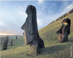  ??  ?? Moai statues in Rano Raraku volcano, on Easter Island.