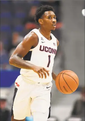  ?? Jessica Hill / Associated Press ?? UConn’s Christian Vital is the lone senior on the Huskies roster.