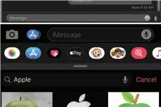  ??  ?? On IOS you get GIFS, Apple Pay, Animoji, Memoji, Photos, Digital Touch, and more. On macos (top) you get…emoji.