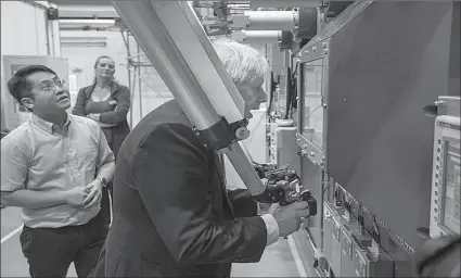  ?? -AFP ?? Britain's Prime Minister Boris Johnson visits the Fusion Energy Research Centre at the Fulham Science Centre.