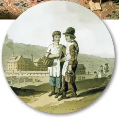  ??  ?? This 1814 illustrati­on, entitled The Factory Children, shows a boy and girl walking to a Yorkshire mill