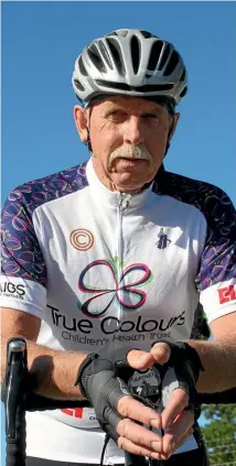  ?? PHOTO: KATRINA TANIRAU/STUFF ?? Morrinsvil­le man Dave Clay is riding through 23 Waikato/King Country towns to raise funds for True Colours Children’s Health Trust.