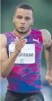  ?? DARRYL DYCK/ THE CANADIAN PRESS ?? Canadian sprinter Andre De Grasse, of Markham, Ont., will miss the upcoming world track and field championsh­ips in London due to a hamstring injury.