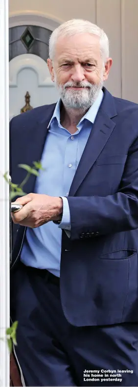  ??  ?? Jeremy Corbyn leaving his home in north London yesterday