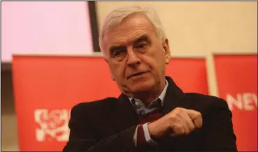  ??  ?? John McDonnell is set to speak out about the ‘real division in our society’ at the Labour conference in Dundee