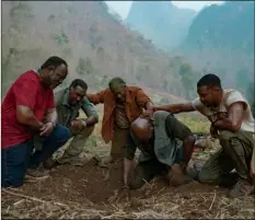  ?? David Lee/Netflix via AP ?? This image released by Netflix shows (from left) Isiah Whitlock Jr., Norm Lewis, Clarke Peters, Delroy Lindo and Jonathan Majors in a scene from the Spike Lee film “Da 5 Bloods.”