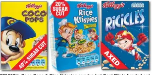  ??  ?? CRUNCH: Coco Pops & Rice Krispies survive but Capt Rik is bowled out